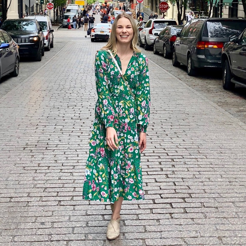 URBAN OUTFITTERS REESE TIERED MIDI DRESS